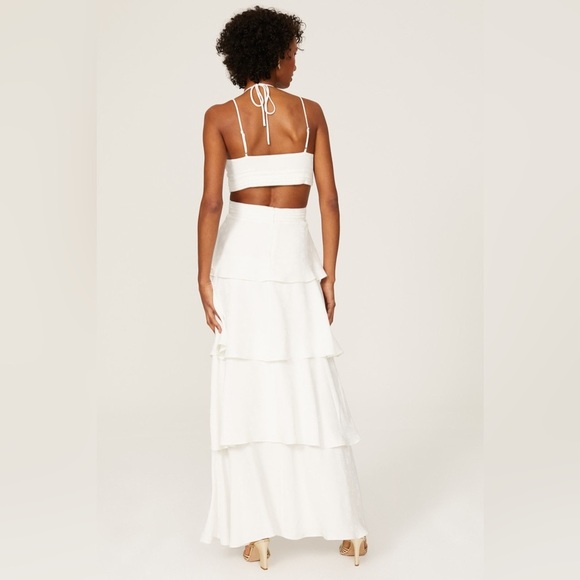 NEW w/TAGS REVOLVE LINE & DOT White Sonia Tiered Maxi Dress Size Large - Picture 7 of 13